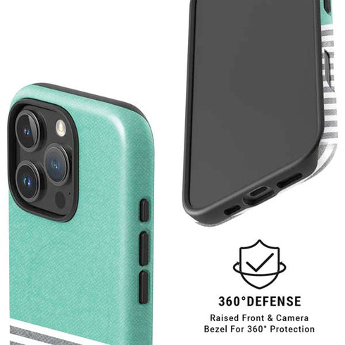 Teal and Grey Stripes iPhone 16 Pro Magsafe Impact Case